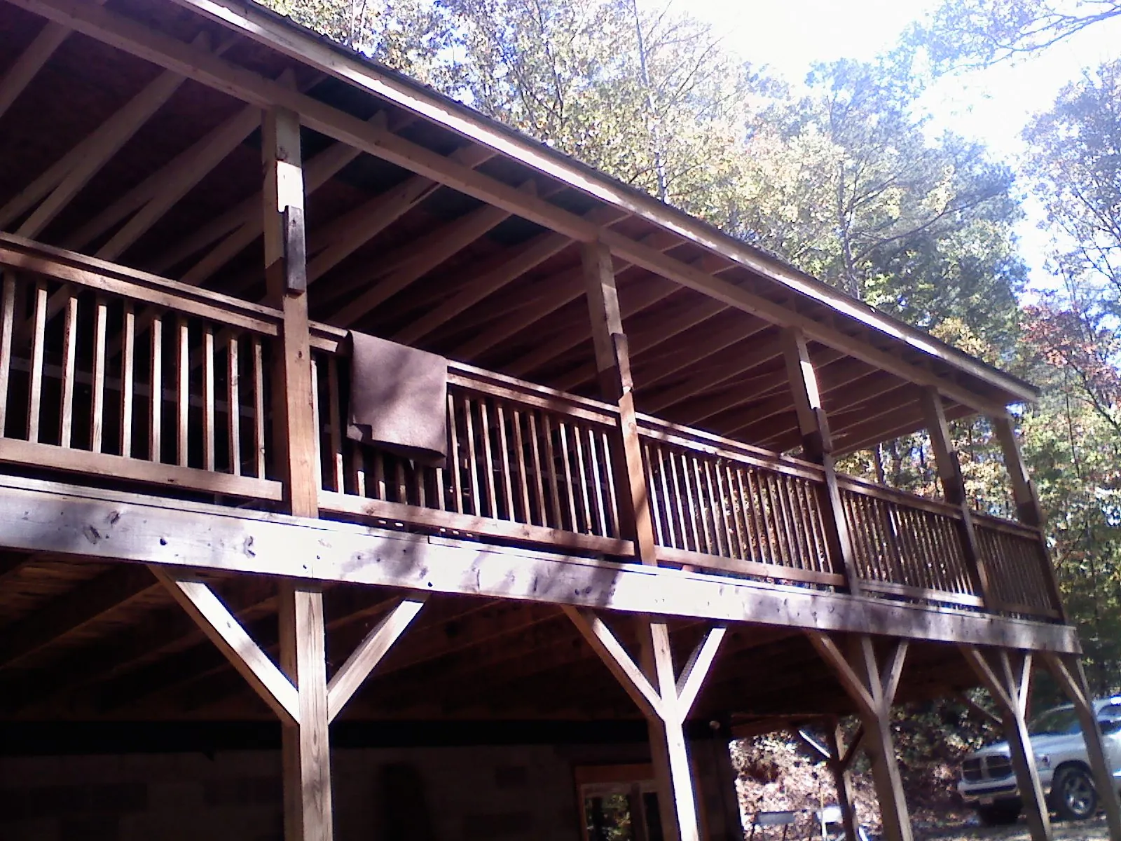 Timber framing under a new elevated porch and deck — Roof Leak Repair in Donnellson by Roofing Brothers